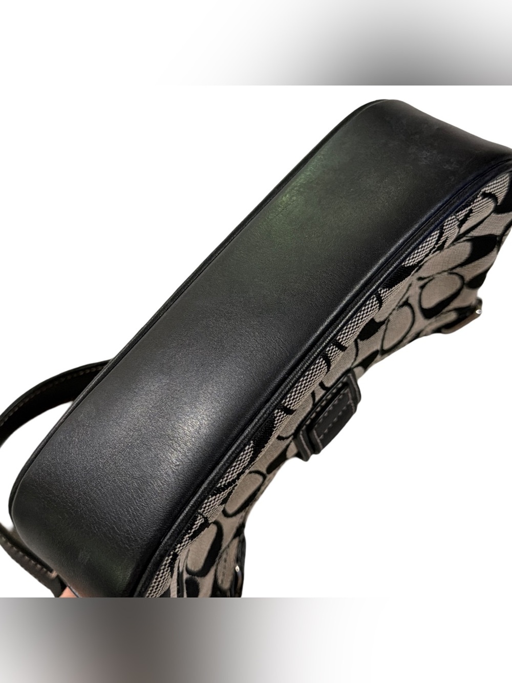 Coach โข Vintage Mini Demi Soho Shoulder Bag Monogram Black/Gray Canvas No 6362 - Picture 5 of 14